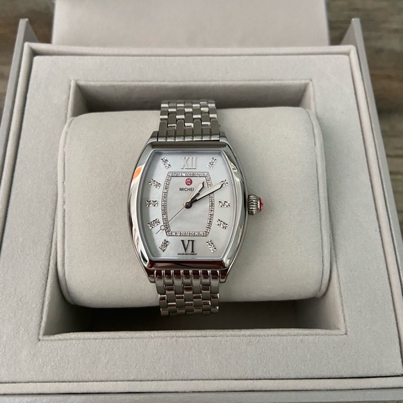 Michele Releve Diamond Bracelet Watch with Mother of Pearl Face